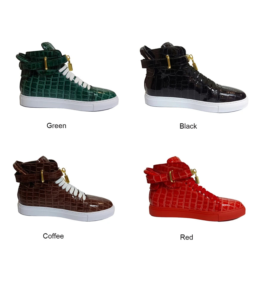 Men Embossed Crocodile High Top Sneakers