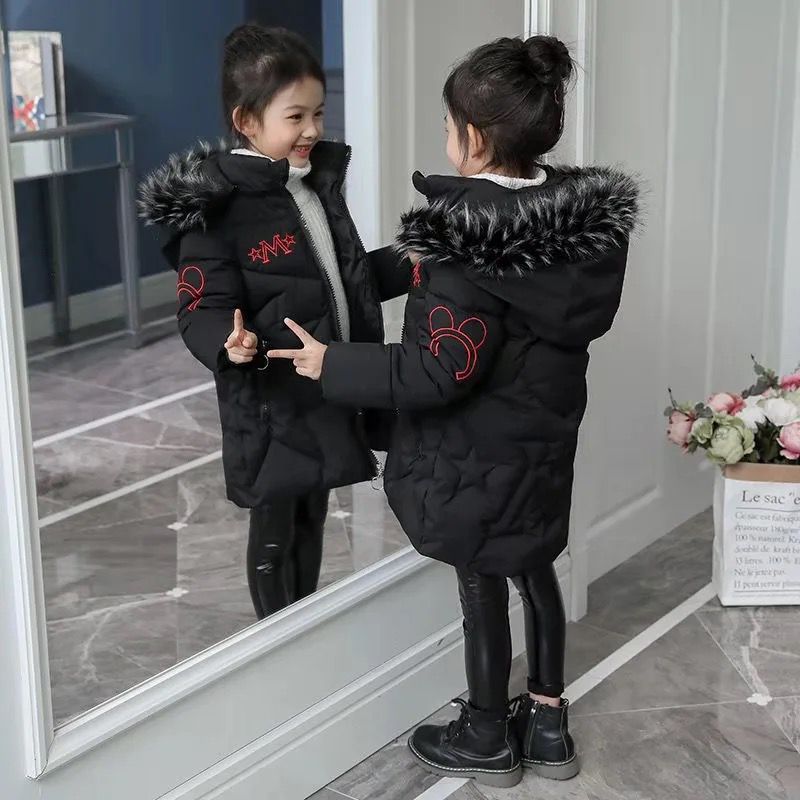 Child Quilted Winter Coat With Faux Fur Hood