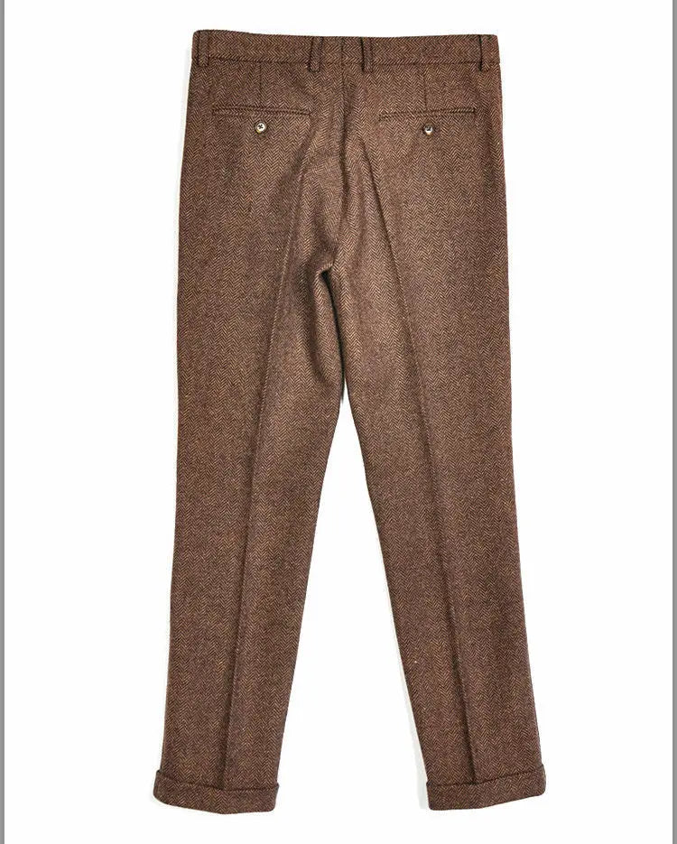 Men Wool Herringbone Dress Pant