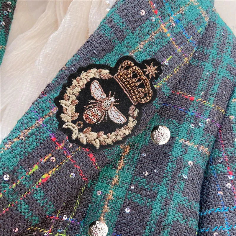 Child Plaid Blazer + Skirt Suit Set
