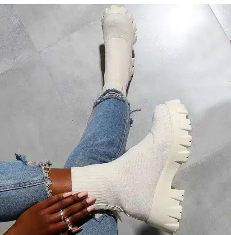 Women Lug-Soled Sock-Boot