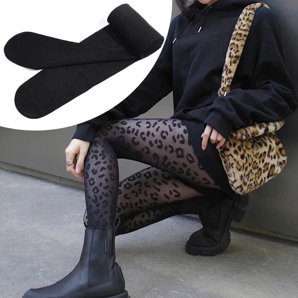 Women Sheer Leopard Print Tights