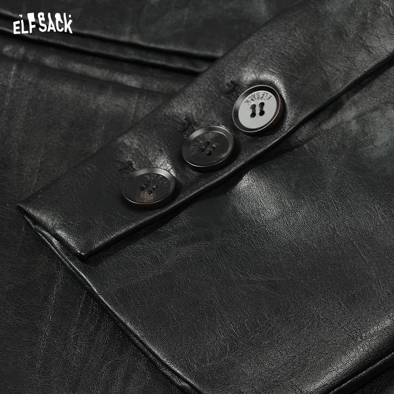 Women Faux Leather Oversized Blazer