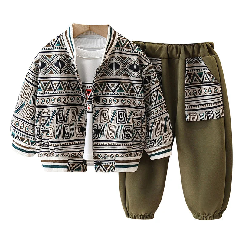 Child Ethnic Print Track Suit Set