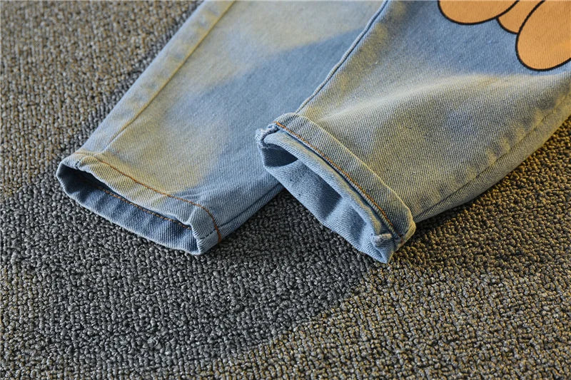 Child Bear Print Sweatshirt + Denim Set