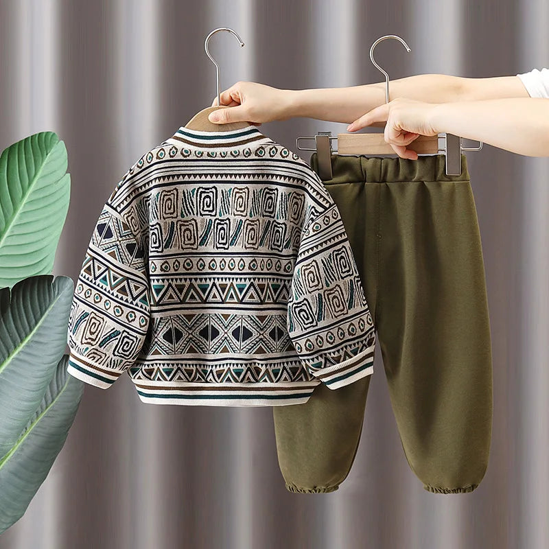 Child Ethnic Print Track Suit Set