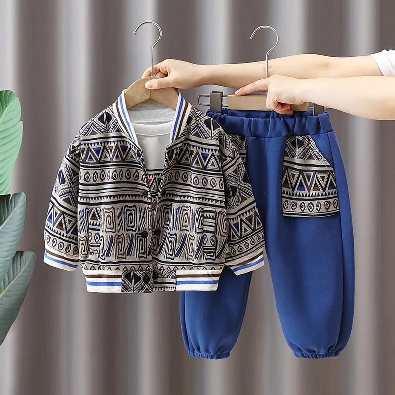 Child Ethnic Print Track Suit Set