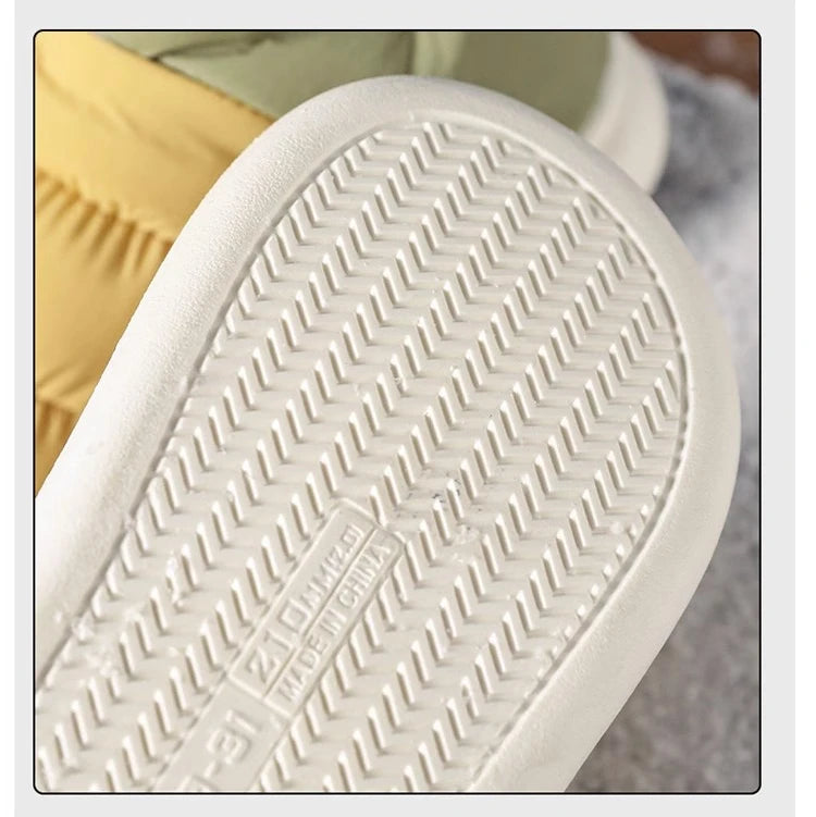 Men Fleece-Lined Waterproof Puffer Slippers