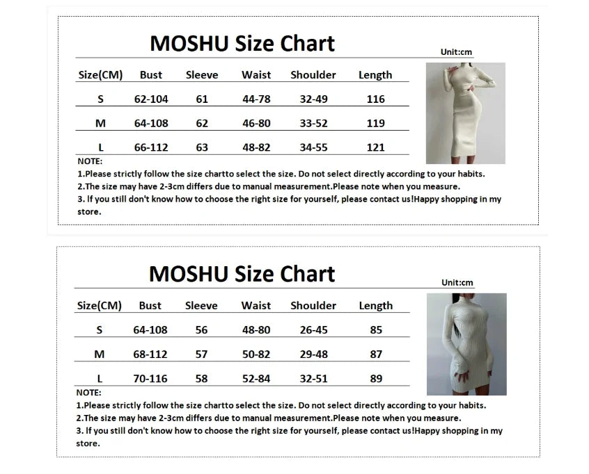 Women Knitted Long Sleeve Turtleneck Sweater Dress