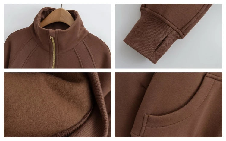 Women Half-Zip Oversized Sweatshirt