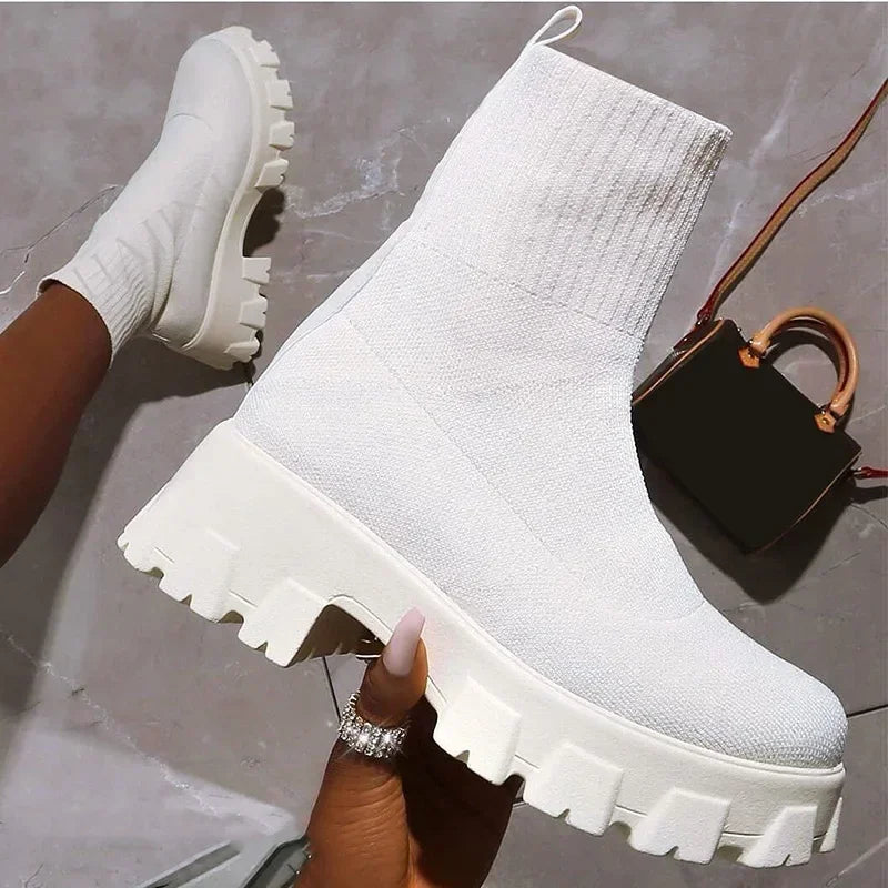 Women Lug-Soled Sock-Boot
