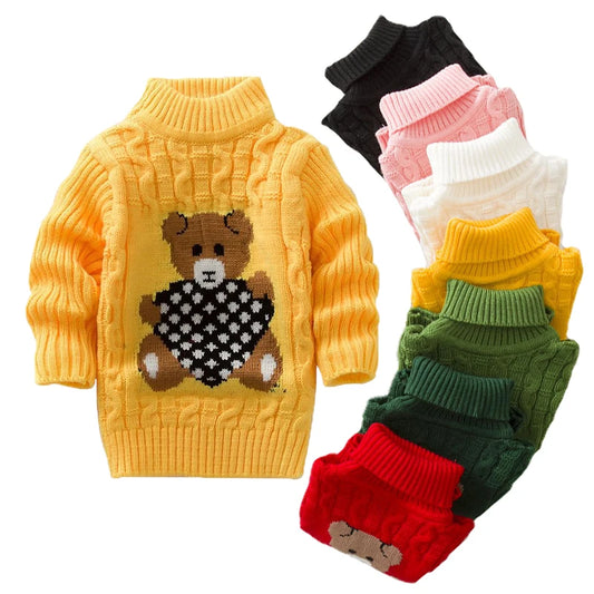 Child Cable-Knit Bear Turtleneck