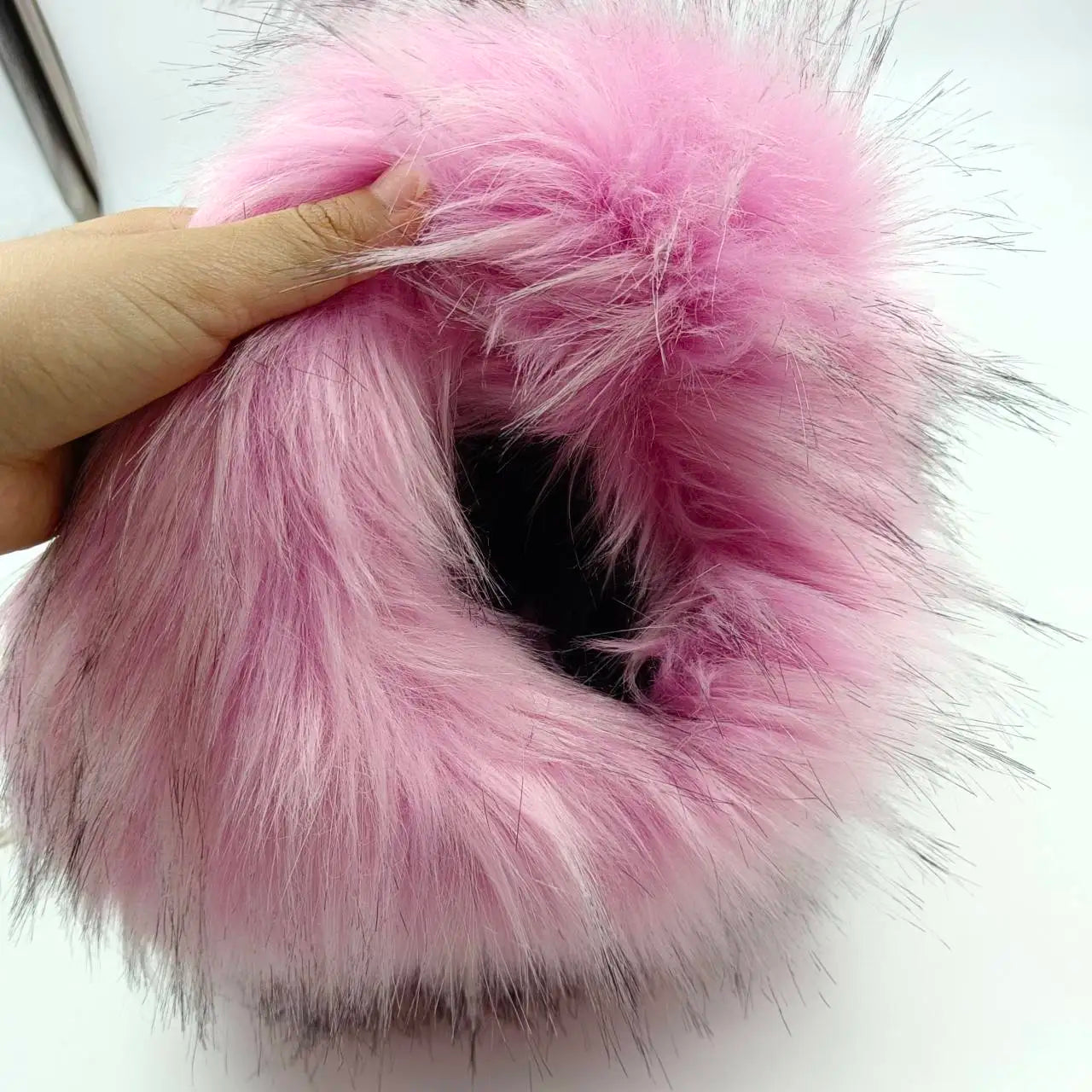 Women Faux Fur Bucket Hat + Handbag