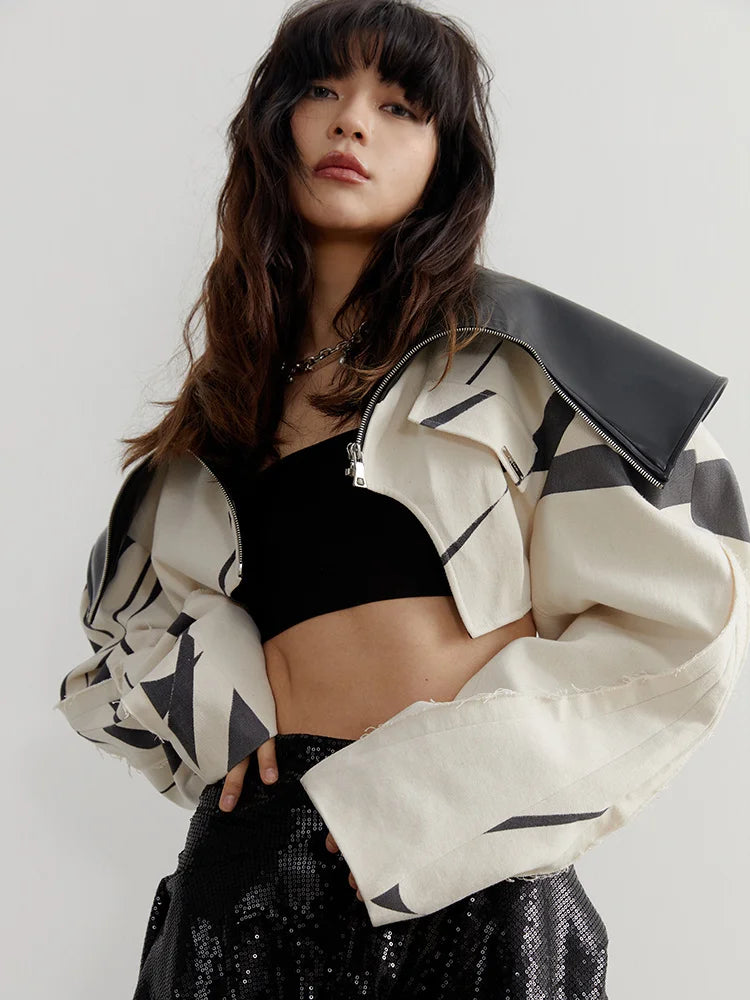 Women Oversized Cropped Jacket