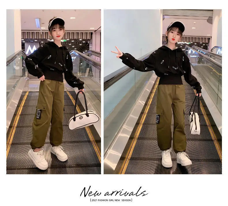 Child Hoodie + Wide Leg Cargo Pants