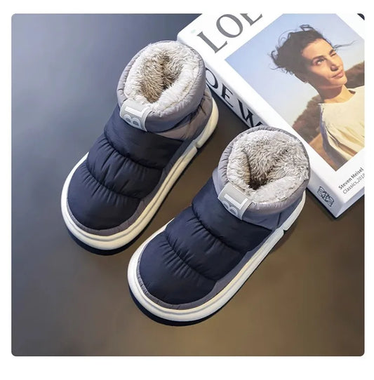 Men Fleece-Lined Waterproof Puffer Slippers