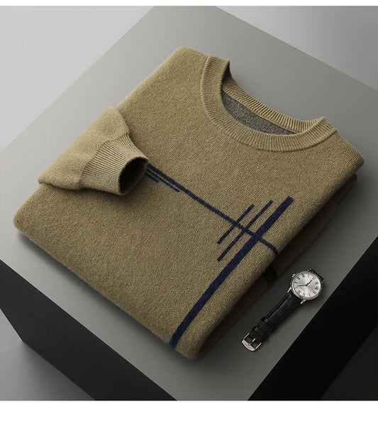 Men Merino Wool Sketch Sweater
