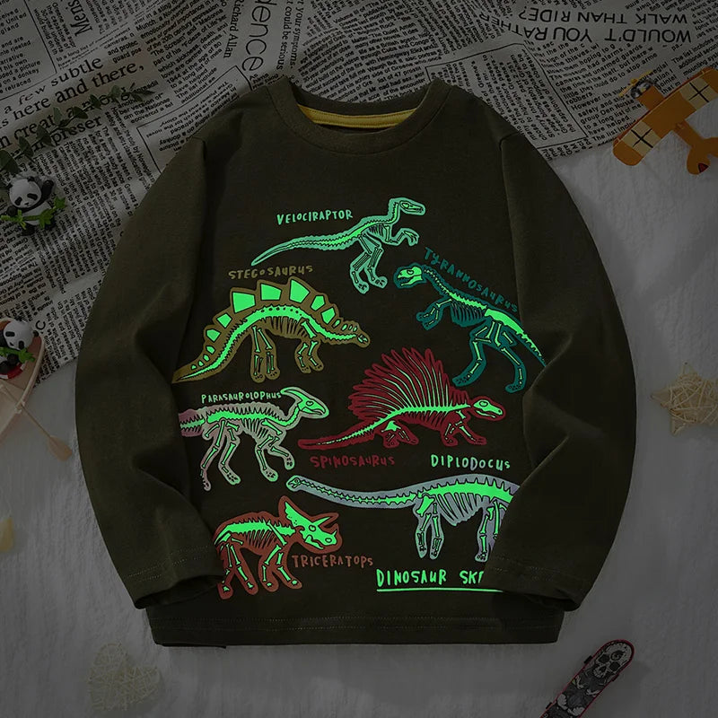 Child Long Sleeve Glow in the Dark Dinosaur T-Shirt