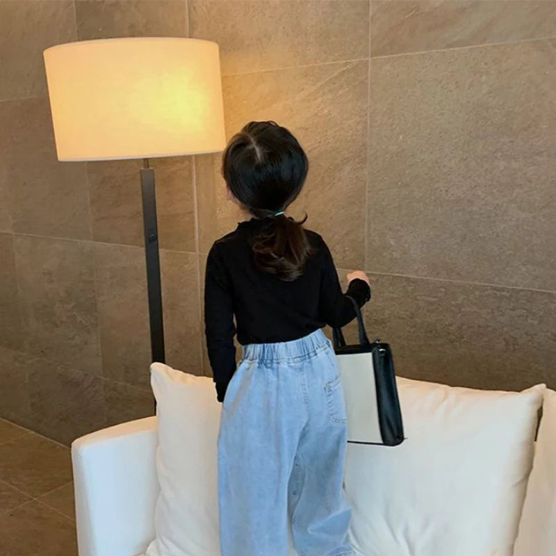 Child Cotton Lettuce Trim Long-Sleeve Shirt