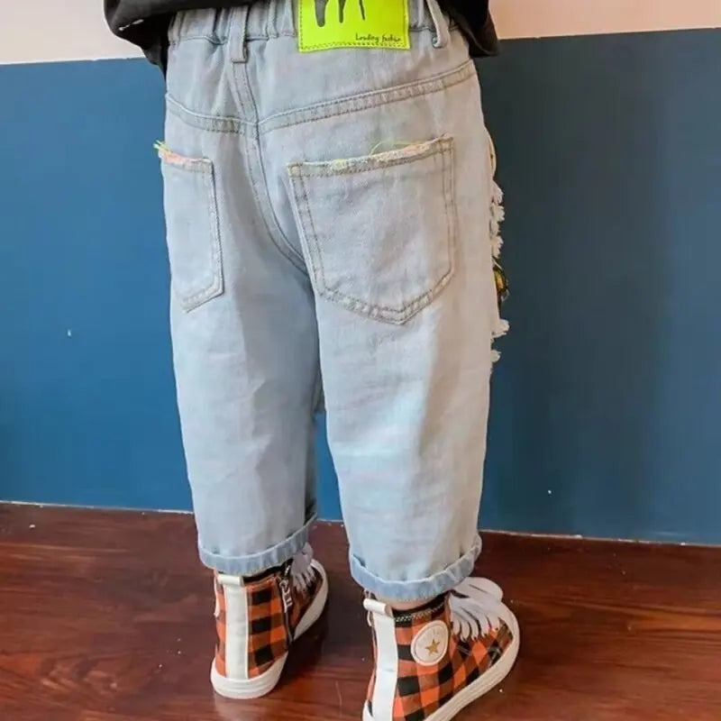 Child Ripped + Embellished Baggy Denim