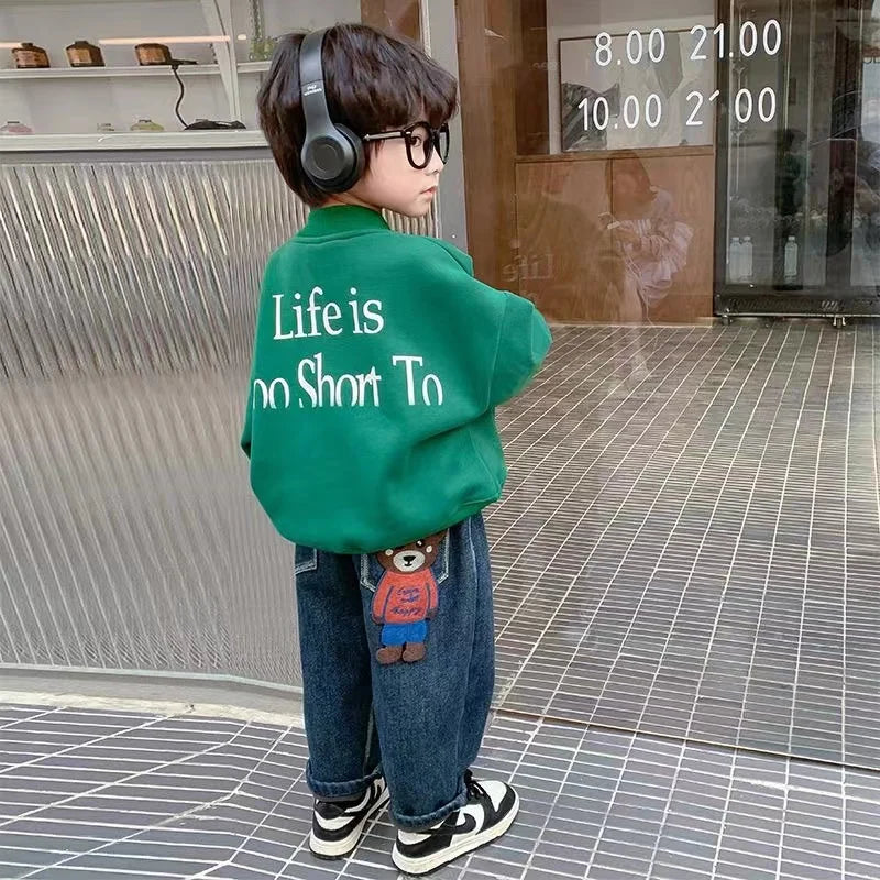 Child Bear Embellished Denim