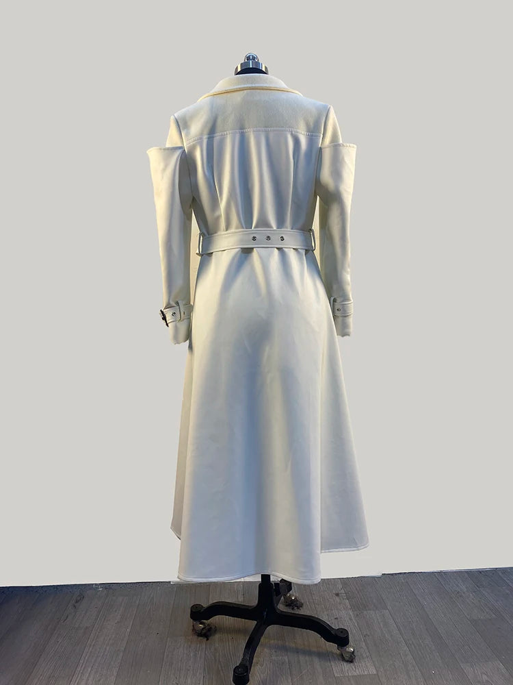 Women Faux Leather Blazer/Trench Coat