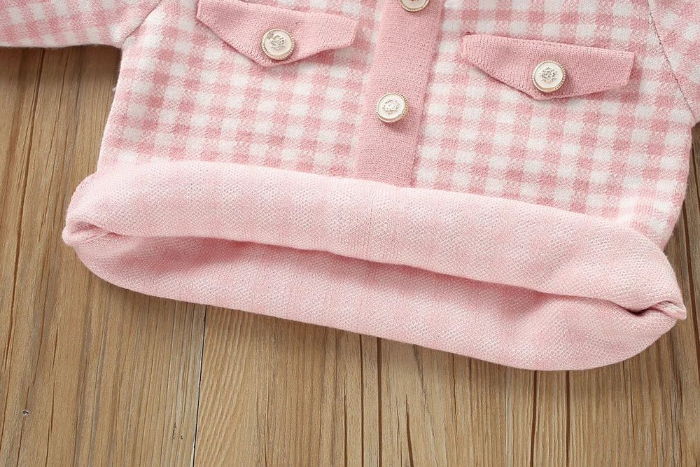 Child Gingham Knit Sweater + Skirt Set