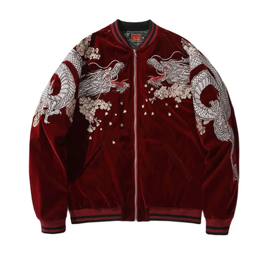 Men Dragon Embroidered Jacket