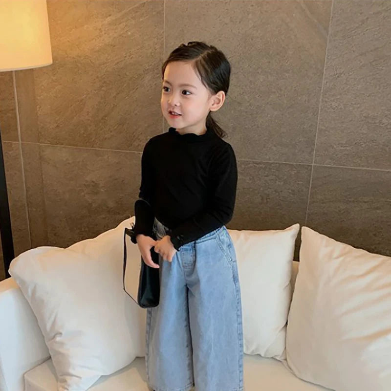 Child Cotton Lettuce Trim Long-Sleeve Shirt