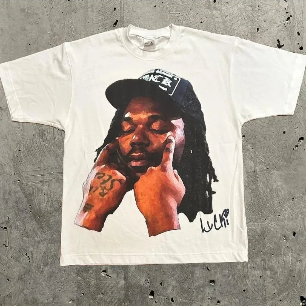 Men Portrait Print Short-Sleeve T-Shirt