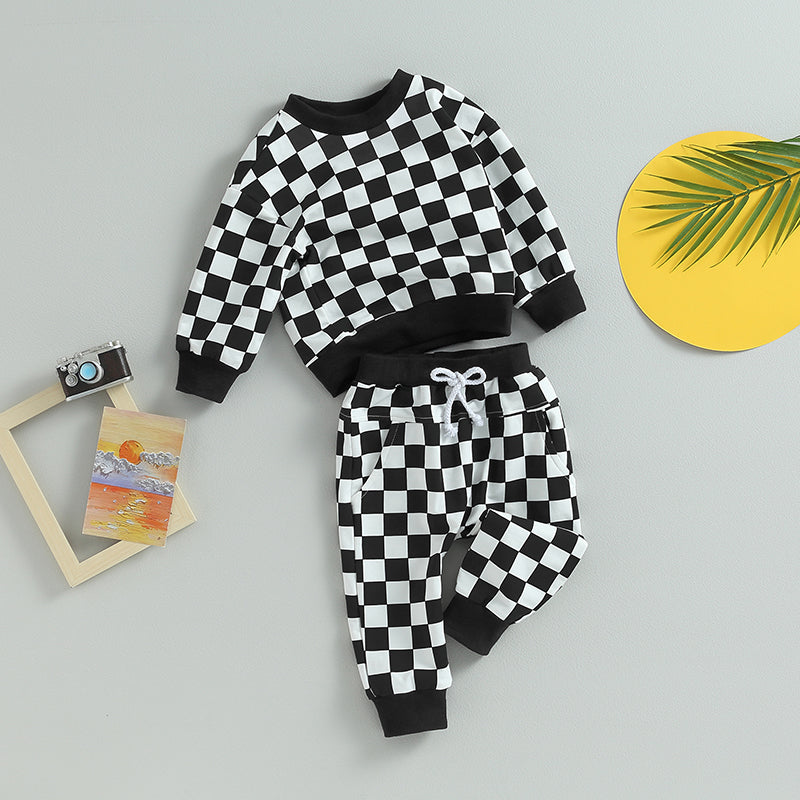Child Checker Print Sweatsuit