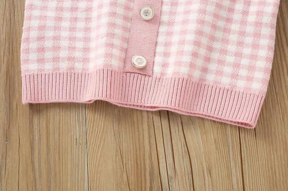 Child Gingham Knit Sweater + Skirt Set