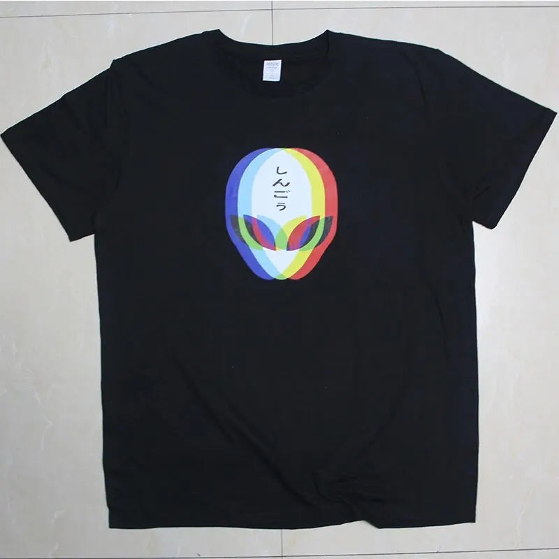 Men Alien Glitch Print Short-Sleeve T-Shirt