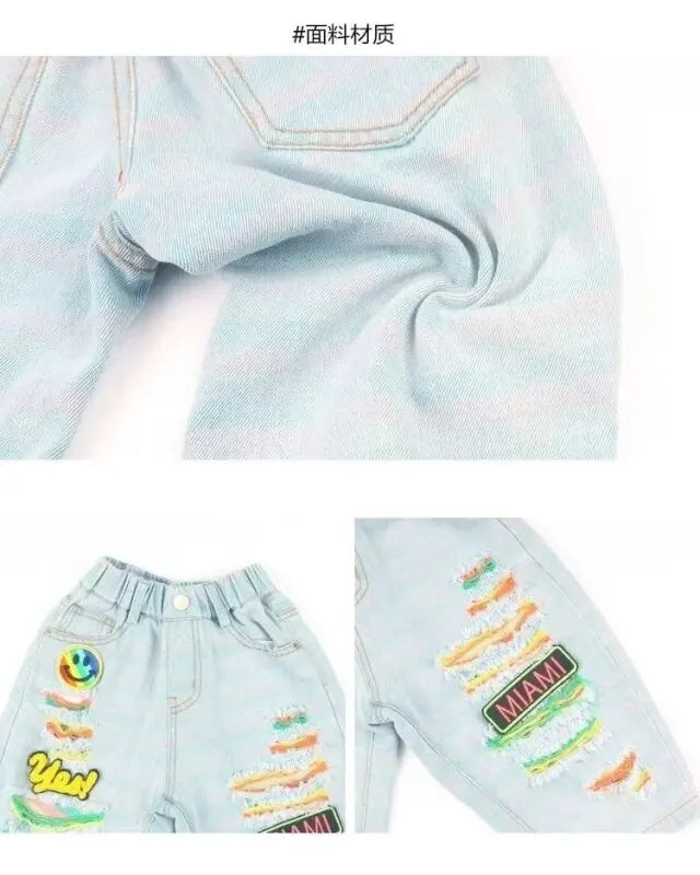Child Ripped + Embellished Baggy Denim