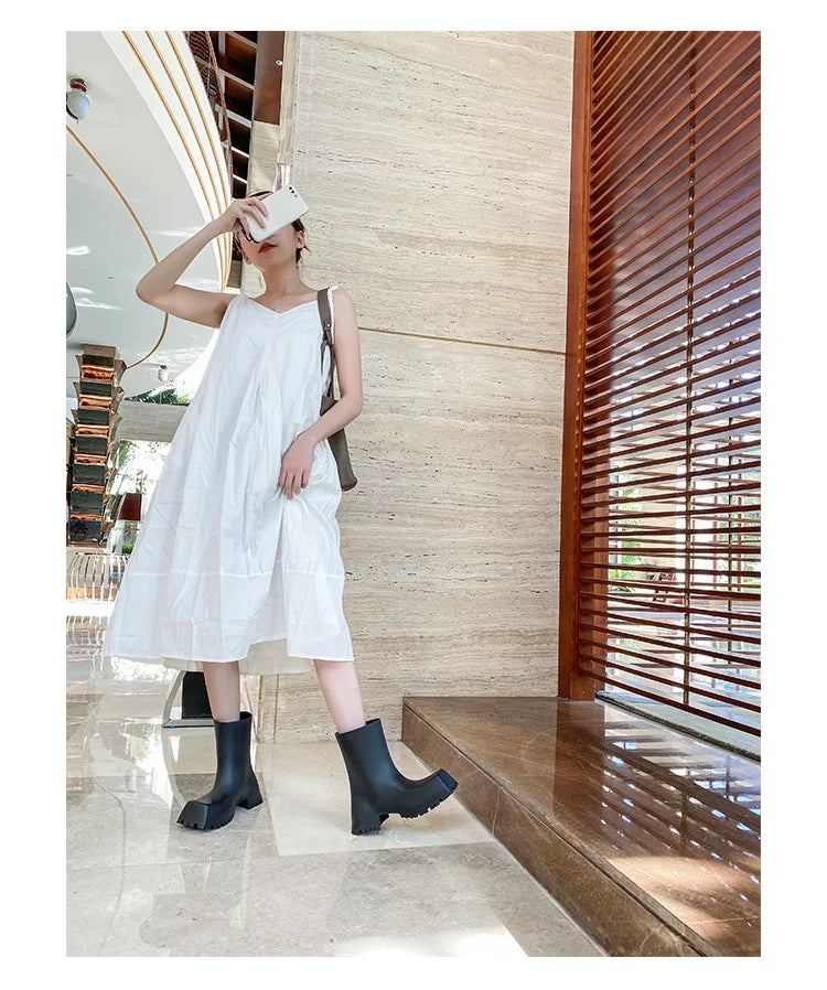 Women Slip-On Ankle Rain Boots