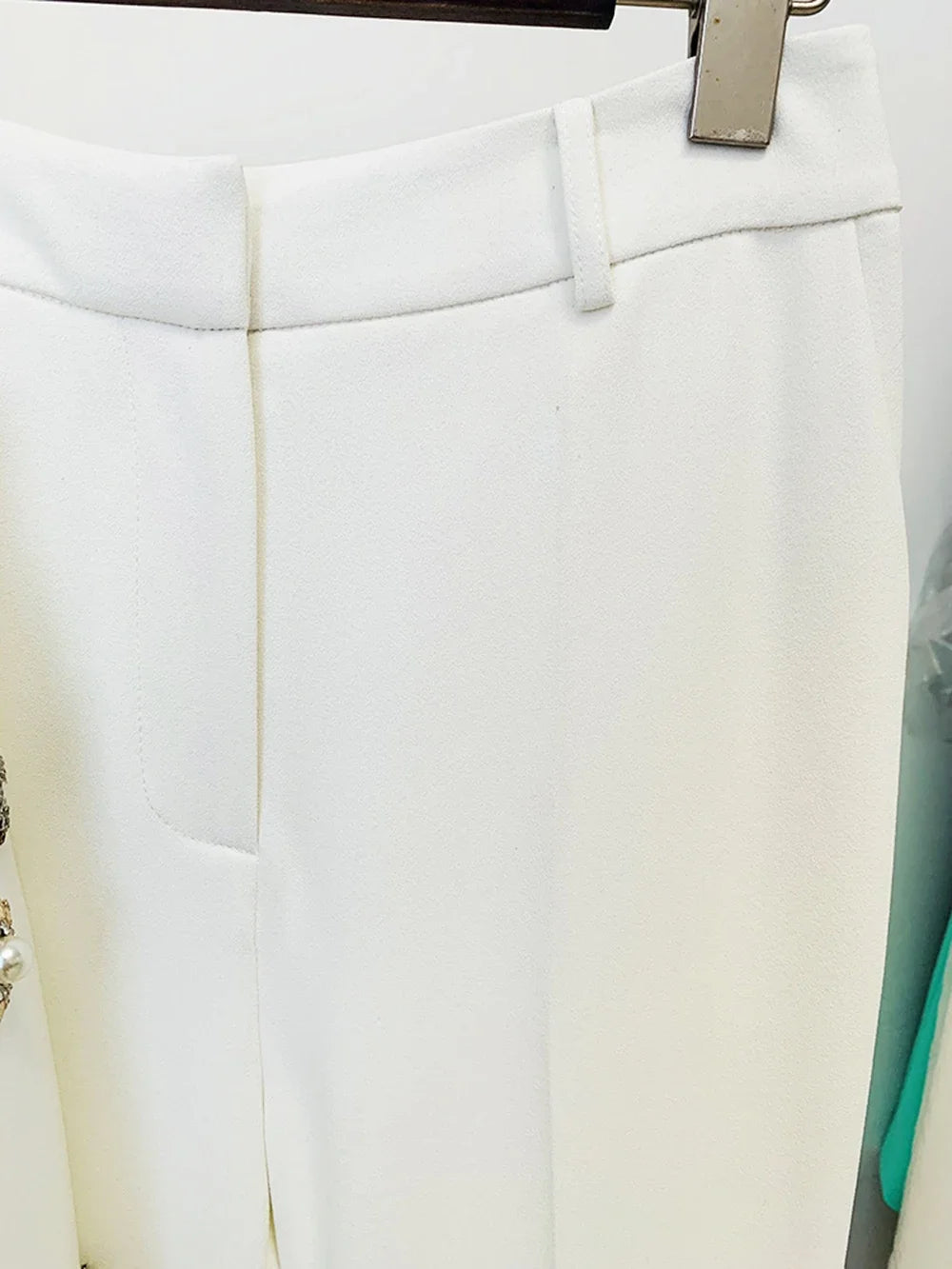 Women White Embellished Pant Suit Set
