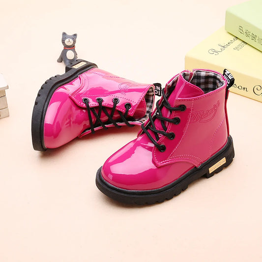 Child Patent Leather Fleece-Lined Boots