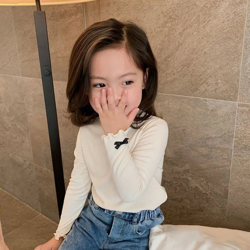 Child Cotton Lettuce Trim Long-Sleeve Shirt
