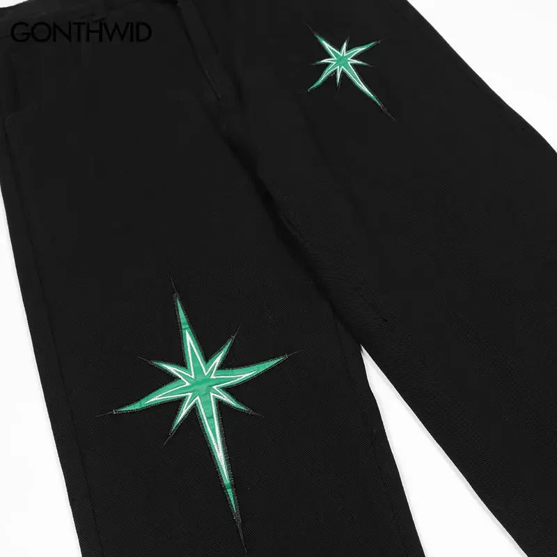 Men Embroidered Star Baggy Denim