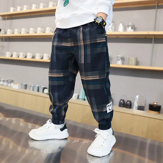 Child Fleece-Lined Plaid Joggers