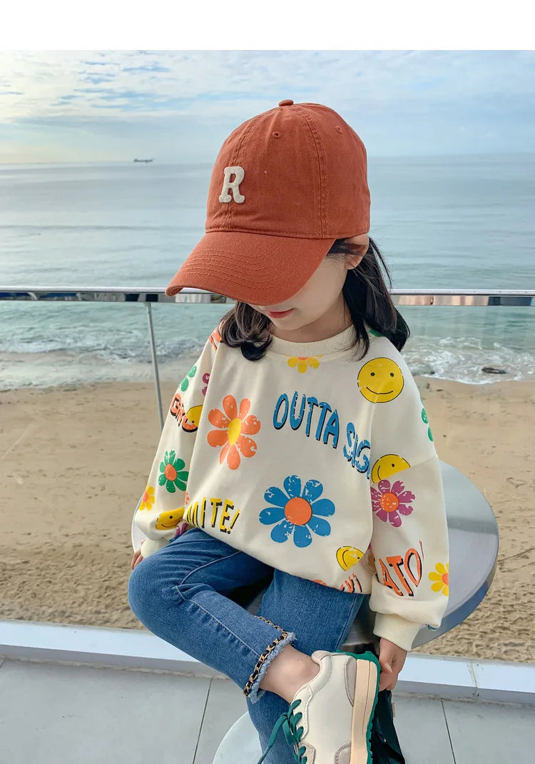 Child Flower Print Sweatshirt