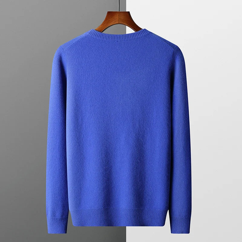 Men Merino Wool Crew Neck Panda Sweater