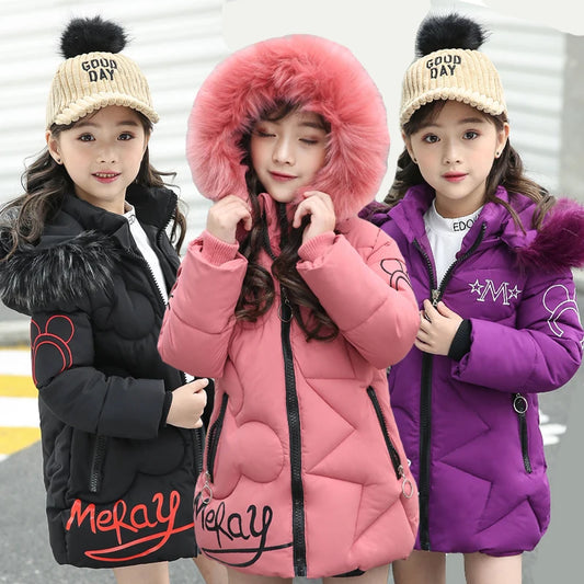 Child Quilted Winter Coat With Faux Fur Hood