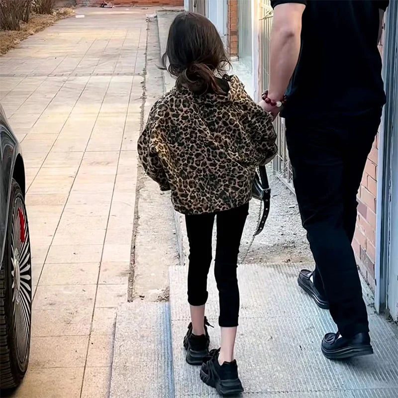 Child Leopard Print Denim Jacket