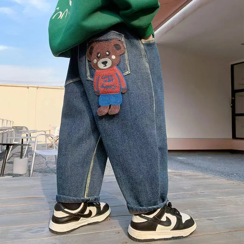 Child Bear Embellished Denim