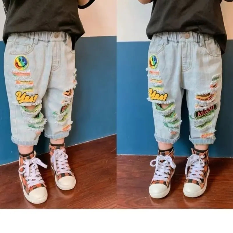 Child Ripped + Embellished Baggy Denim