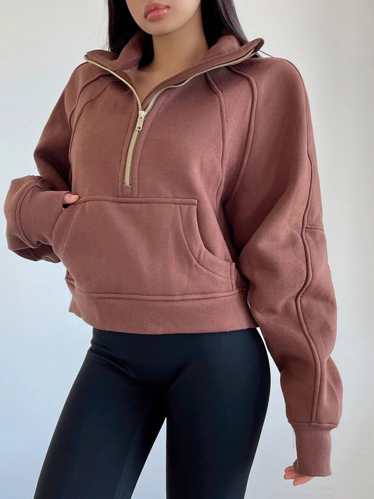 Women Half-Zip Oversized Sweatshirt