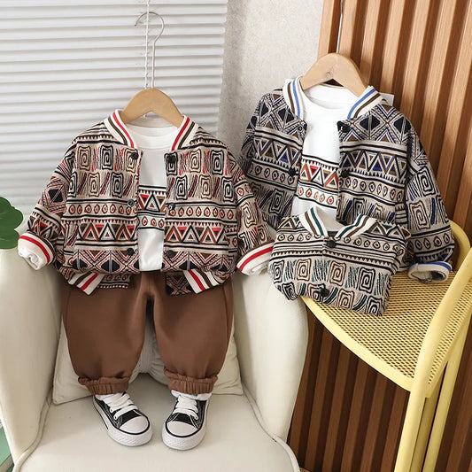 Child Ethnic Print Track Suit Set