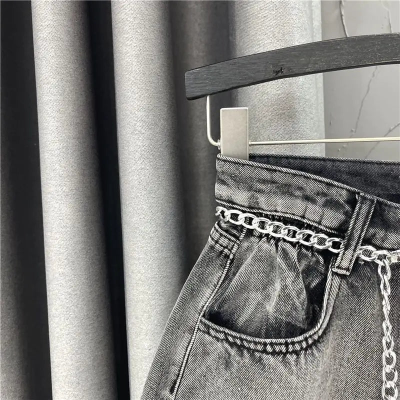 Women High Waist A-line Denim Shorts