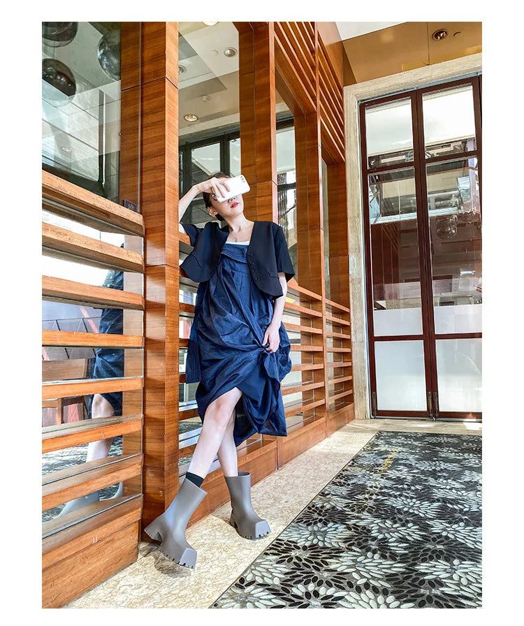 Women Slip-On Ankle Rain Boots